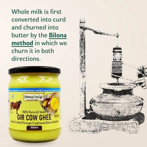 NATURAPURE LS 100% Pure A2 Desi Gir Cow Ghee - Made By Traditional Bilona Method 250ml (Glass Bottle). Poster