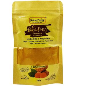 NATURAPURE LS 100% Pure Natural (ISO Certified) Lakadong Turmeric Powder, Haldi Powder High Curcumin 7-10 Percent Grown Organically Fresh Harvest 100 gram (Pack Of 2) Front