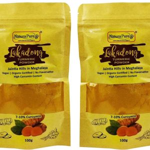 NATURAPURE LS 100% Pure Natural (ISO Certified) Lakadong Turmeric Powder, Haldi Powder High Curcumin 7-10 Percent Grown Organically Fresh Harvest 100 gram (Pack Of 2)