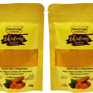 NATURAPURE LS 100% Pure Natural (ISO Certified) Lakadong Turmeric Powder, Haldi Powder High Curcumin 7-10 Percent Grown Organically Fresh Harvest 50gram (Pack Of 2).