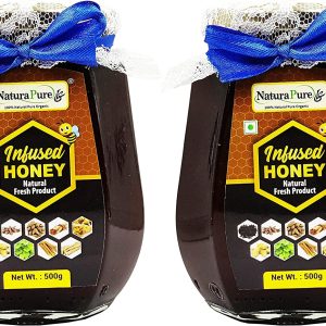 NATURAPURE LS - 100% Pure Natural (ISO Certified) Super Delicious and Therapeutic Immunity Herbs Infused Honey Very effective Immunity Booster (Glass Bottle) 500Grams. (Pack Of 2)