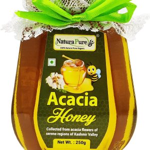 NATURAPURE LS - Raw Natural Unprocessed 100% Pure (ISO Certified) Acacia Flower Honey Delicious honey From Acacia Flowers (Glass Bottle) 250Grams.