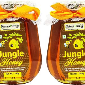 NATURAPURE LS - Raw Natural Unprocessed 100% Pure (ISO Certified) All Purpose Delicious Jungle Flowers (Wild Forest) Honey (Glass Bottle) 250Grams. (Pack Of 2)