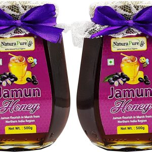 NATURAPURE LS - Raw Natural Unprocessed 100% Pure (ISO Certified) Jamun Flower Honey Delicious honey From Jamun Flowers (Glass Bottle) 500Gram. (Pack Of 2)