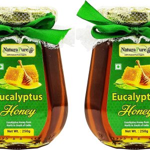 NATURAPURE LS - Raw Natural Unprocessed 100% Pure (ISO Certified) Therapeutic Eucalyptus Flower Honey (Glass Bottle) 250Grams. (Pack Of 2)