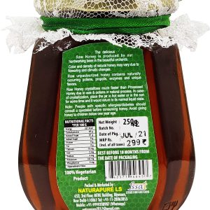 NATURAPURE LS - Raw Natural Unprocessed 100% Pure (ISO Certified) Therapeutic Eucalyptus Flower Honey (Glass Bottle) 250Grams. (Pack Of 3) Back