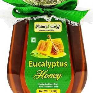 NATURAPURE LS - Raw Natural Unprocessed 100% Pure (ISO Certified) Therapeutic Eucalyptus Flower Honey (Glass Bottle) 250Grams. (Pack Of 3) Front