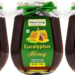 NATURAPURE LS - Raw Natural Unprocessed 100% Pure (ISO Certified) Therapeutic Eucalyptus Flower Honey (Glass Bottle) 500Grams. (Pack Of 3)