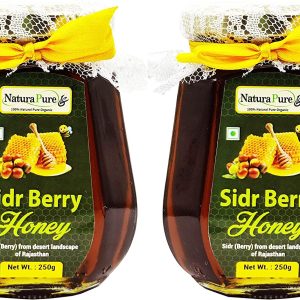 NATURAPURE LS - Raw Natural Unprocessed 100% Pure (ISO Certified) Wild berry Honey (Sidr Honey)-Unique honey from flowers of Wild Berries-Exquisite taste (Glass Bottle) 250Grams. (Pack Of 2)