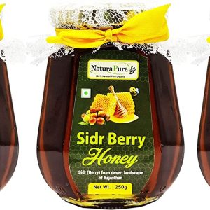 NATURAPURE LS - Raw Natural Unprocessed 100% Pure (ISO Certified) Wild berry Honey (Sidr Honey)-Unique honey from flowers of Wild Berries-Exquisite taste (Glass Bottle) 250Grams. (Pack Of 3)