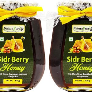 NATURAPURE LS - Raw Natural Unprocessed 100% Pure (ISO Certified) Wild berry Honey (Sidr Honey)-Unique honey from flowers of Wild Berries-Exquisite taste (Glass Bottle) 500Grams. (Pack Of 2)